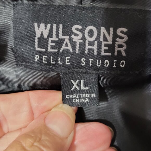 Wilsons Leather Pelle Women XL Black Full Zip Leather Jacket Moto Biker Vintage - Picture 2 of 14